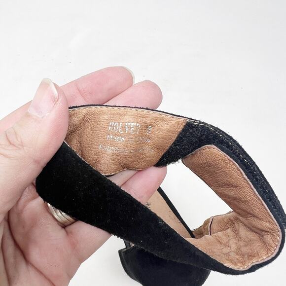 [Jeffrey Campbell] Black Holvey Suede Ankle Strap Chunky Block Heel Sandals Sz 9 - Picture 11 of 12
